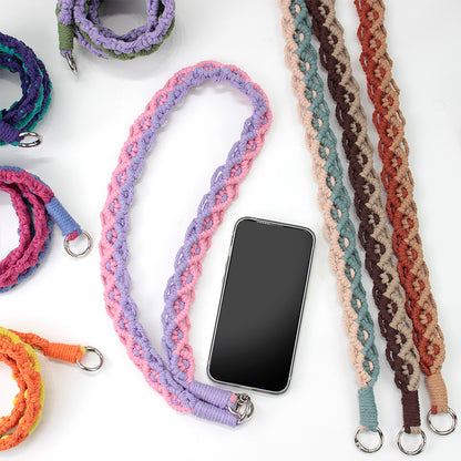 Macrame Kit Diagonal Curl Knot Phone Lanyard/Keychain Kit | Dopamine Contrast Colors | Camera Strap/Bag Strap | Beginner-Friendly