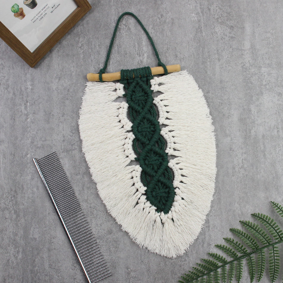 Macrame Kit Leaf Fringe Tapestry Weaving Kit | colour Leaf Vein Pattern | Customizable Leaf Shape | Bedroom/Living Room Decor | Beginner-Friendly