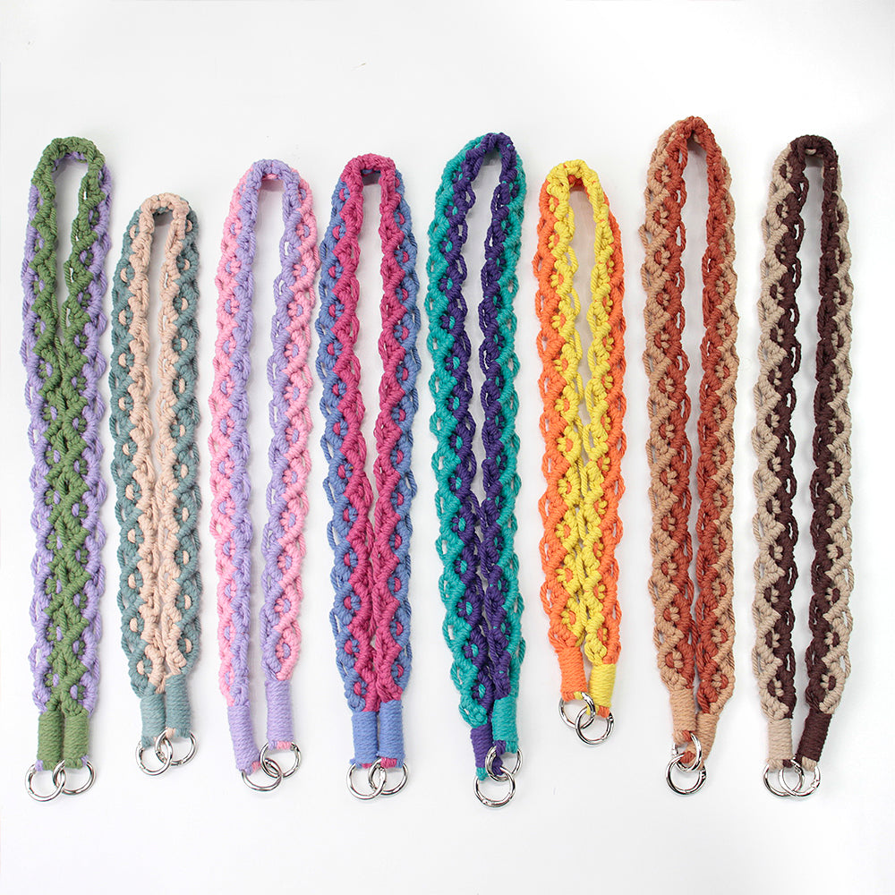Macrame Kit Diagonal Curl Knot Phone Lanyard/Keychain Kit | Dopamine Contrast Colors | Camera Strap/Bag Strap | Beginner-Friendly