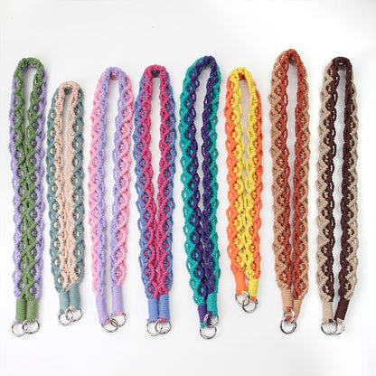 Macrame Kit Diagonal Curl Knot Phone Lanyard/Keychain Kit | Dopamine Contrast Colors | Camera Strap/Bag Strap | Beginner-Friendly