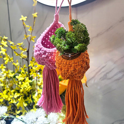 Mini Eggshell-Shaped Macrame Kit for Beginners - DIY Woven Hanging Basket, Home Decor Plant Hammock, Storage Basket,Mini Hanging Storage Basket, Home Plant Corner Decor
