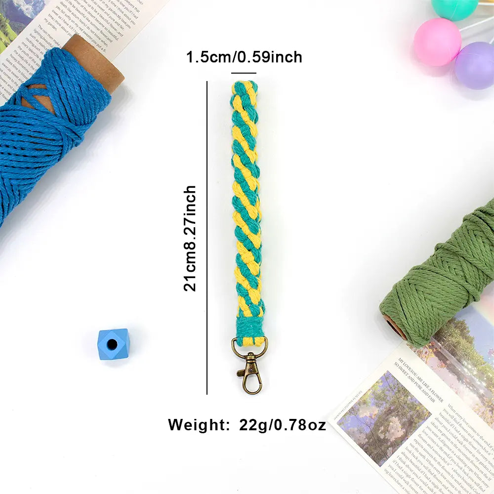 Macrame Kit for Beginners | DIY Half‑Square Knot Macrame Keychain Wristband Craft Kit