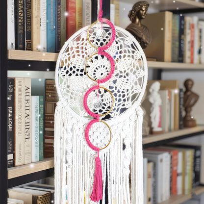 1Set DIY Semicircle Crystal Sun Catcher Macrame Kit | Polyester Fiber Home & Courtyard Decor Creative Gift for Friends
