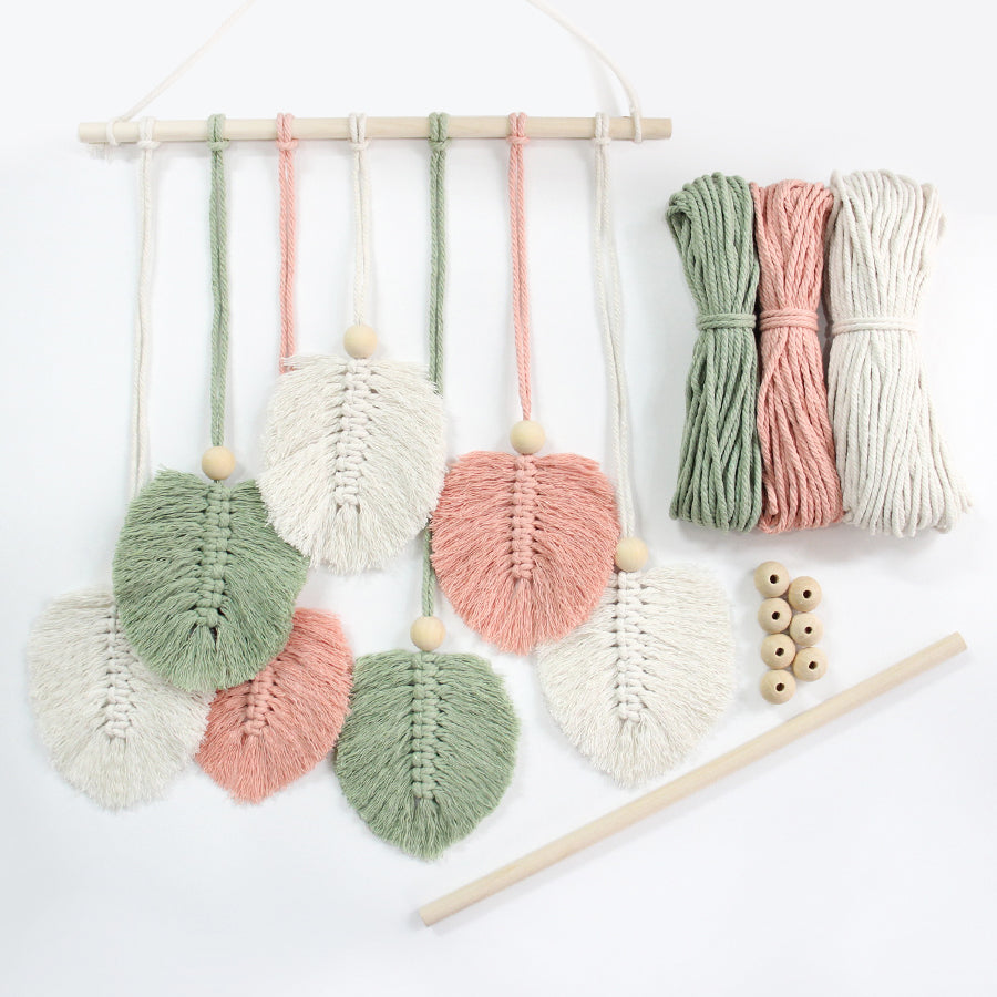 Macrame Kit Leaf Tapestry Weaving Kit | Bohemian Style | Adjustable Length | Bedroom/Living Room/Hallway Decor | Beginner-Friendly