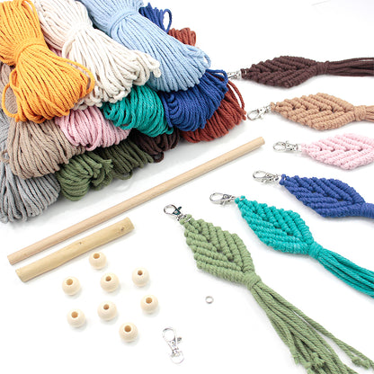 Macrame Kit 3pcs Leaf Set Weaving Kit | English Tutorials | Tapestry/Keychain | Bohemian Style | Beginner Weaving
