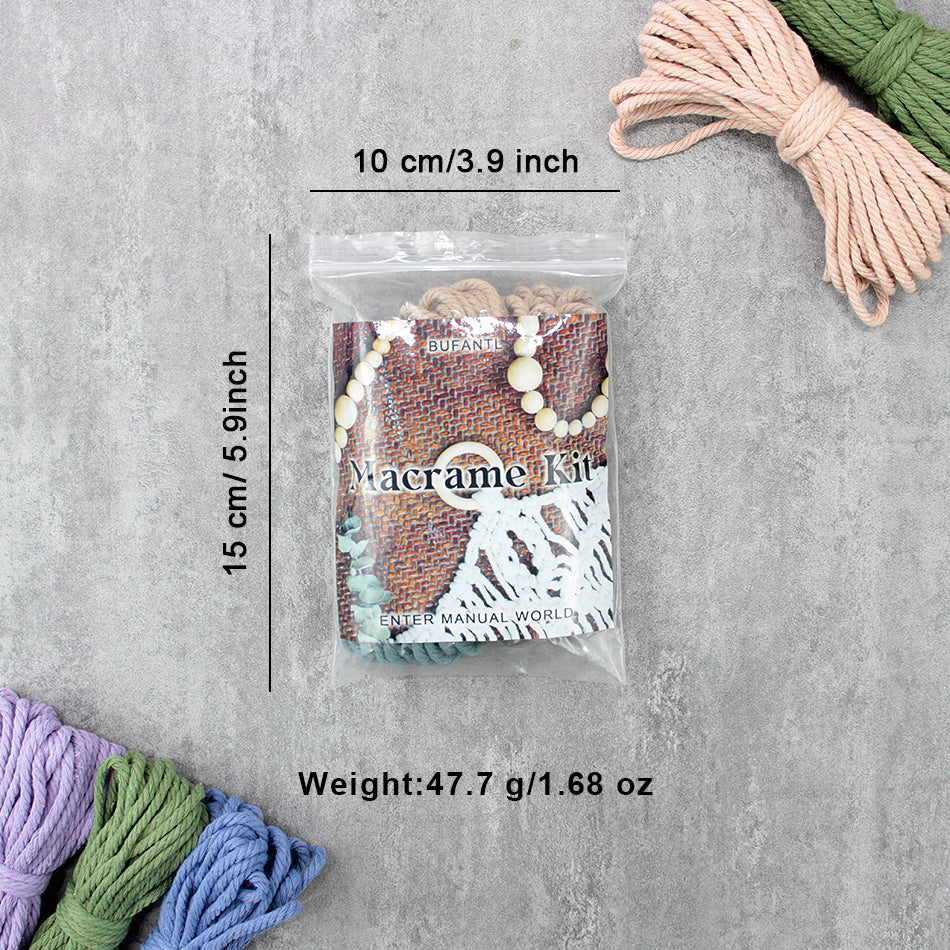 Two-tone spliced diagonal half-knot keychain weaving craft material pack Macrame Kit. High-quality polyester fiber rope + detailed weaving tutorial. Multi-purpose (key organization / mobile phone pendant / bag accessory, etc.).