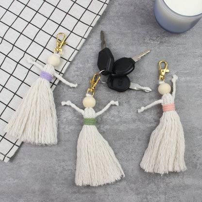 Girl Weaving Keychain Craft Kit Macrame Kit | Fringe Skirt | DIY Valentine's Gift, Beginner-DIY
