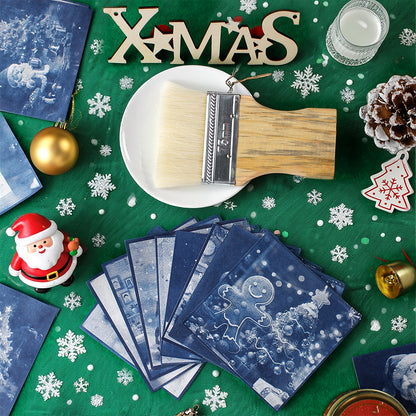 Christmas Cyanotype DIY Kit - 5 Sheets Sun Art Paper + 1 Christmas Film, Retro Printing/Mini Cyanotype Cards, For Beginners cyanotype set Retro Photography