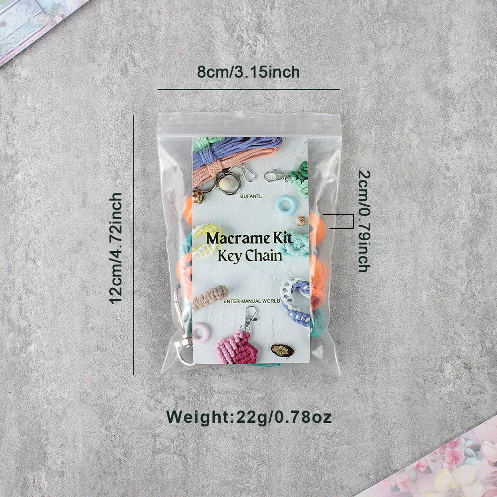 Wood Bead Flower Keychain Weaving Kit Macrame Kit | Multi-Colors | Cute Vitality | Bag Charm/Keychain | Beginner DIY Set