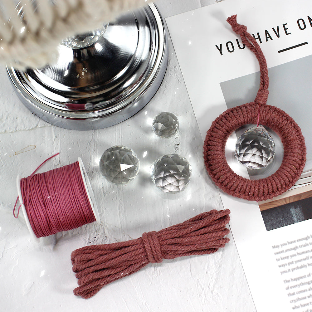 1 Set Round Crystal Car Hanging DIY Weaving Kit | Polyester Fiber Beginner-Friendly Shining Car & Home Decoration