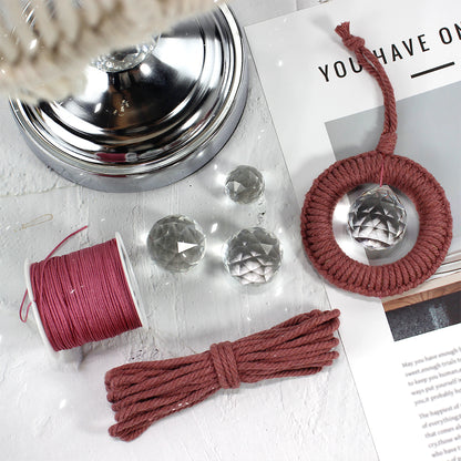 1 Set Round Crystal Car Hanging DIY Weaving Kit | Polyester Fiber Beginner-Friendly Shining Car & Home Decoration
