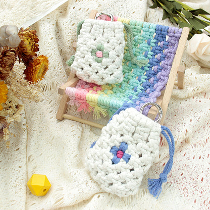 Daisy Earphone Bag Weaving Kit Macrame Kit | Drawstring Design | Adjustable Size | DIY Gift