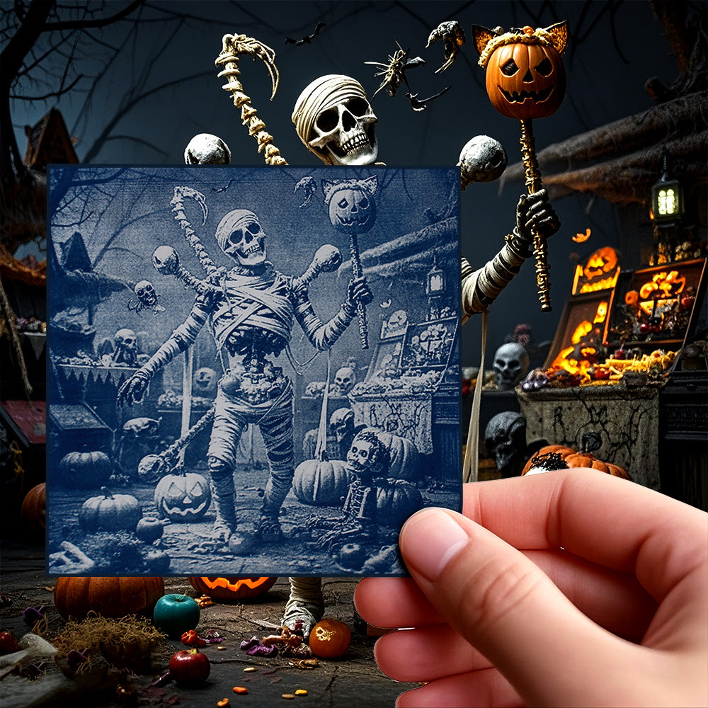 Halloween Cyanotype DIY Big Kit - 45 Sheets Sun Art Paper + 9 Halloween Films, Retro Printing/Mini Cyanotype Cards, For Beginners cyanotype set