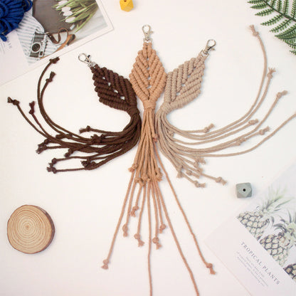 Fringe Leaf Weaving Keychain Craft Kit Macrame Kit |Tutorial | Bottom Fringe,  Keychain/Pendant/Bag Charm, Beginner DIY Set