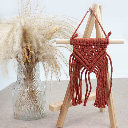 Macrame Kit Dopamine Mini Tapestry Weaving Kit | Triangle Body+Bottom Fringes | Multi-Color Option | Bedroom/Living Room Decor | Beginner-Friendly