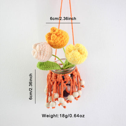 DIY Enthusiasts Mini Storage Hanger Macrame Kit | Cute Wooden Bead Plant Net Bag Weaving Kit | Home Decoration Hanging Basket
