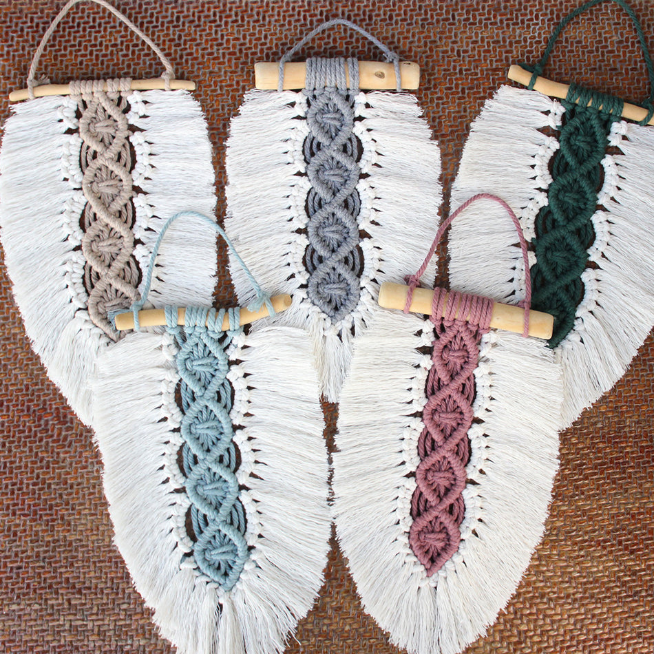Macrame Kit Leaf Fringe Tapestry Weaving Kit | colour Leaf Vein Pattern | Customizable Leaf Shape | Bedroom/Living Room Decor | Beginner-Friendly