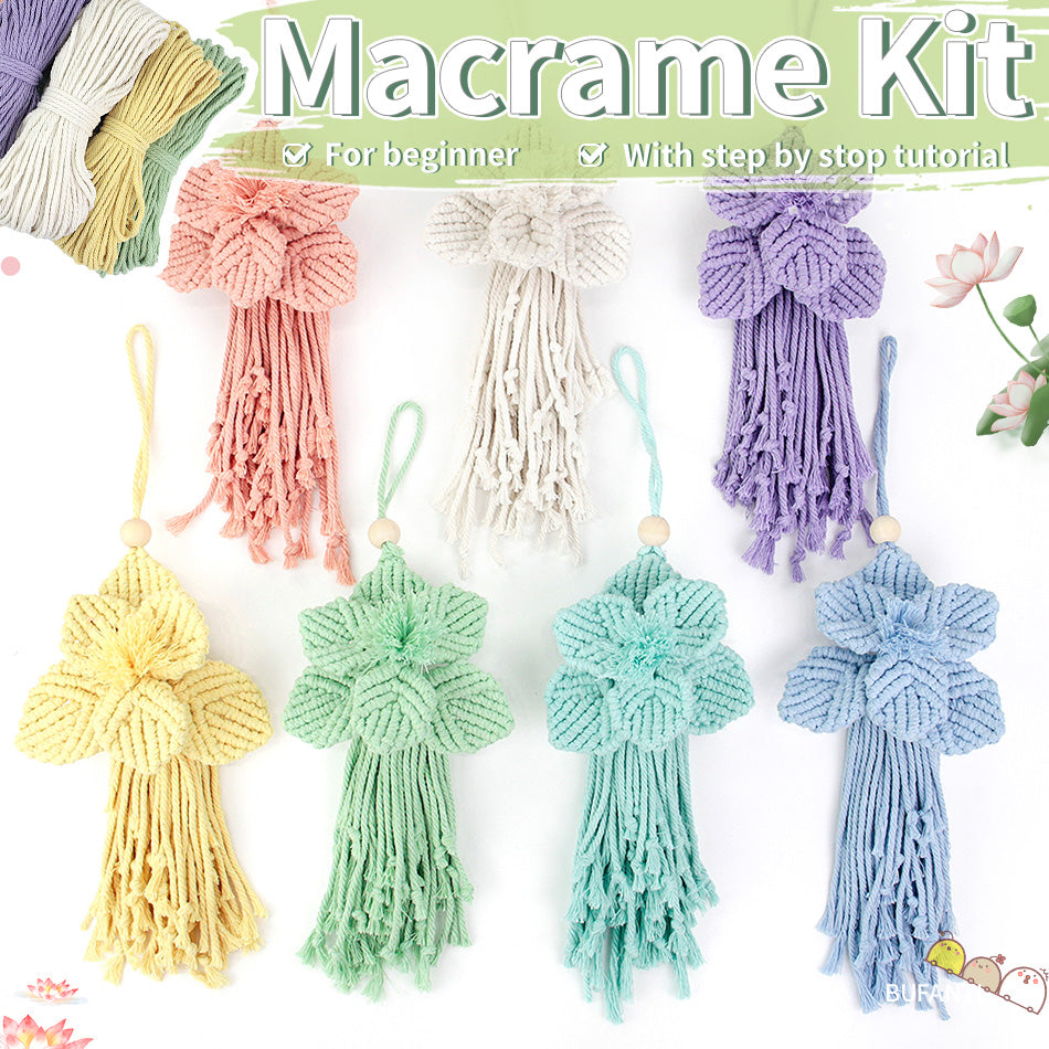 Lotus Flower Macrame DIY Kit - Handmade Weaving Supplies with English Tutorial | Zen Craft Set