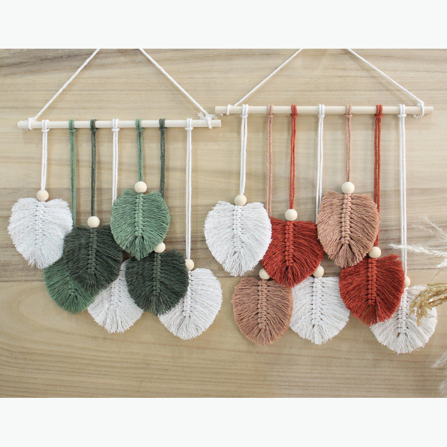 Macrame Kit Leaf Tapestry Weaving Kit | Bohemian Style | Adjustable Length | Bedroom/Living Room/Hallway Decor | Beginner-Friendly