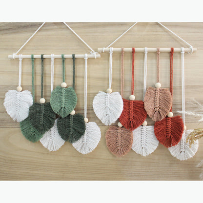 Macrame Kit Leaf Tapestry Weaving Kit | Bohemian Style | Adjustable Length | Bedroom/Living Room/Hallway Decor | Beginner-Friendly