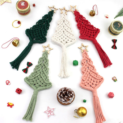 Christmas Tree Weaving Kit Macrame Kit | Tassel Trunk | Car/Home Pendant | Holiday DIY Gift | Beginner-Suitable