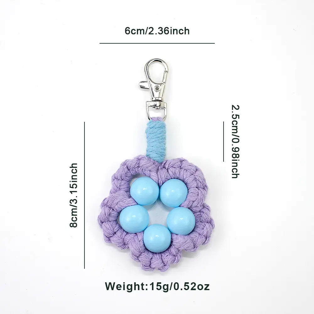 Macrame Kit for Beginners | DIY Wooden‑Bead Flower Macrame Keychain Craft Kit