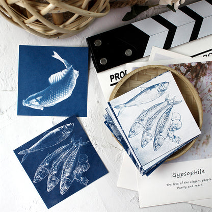 Square Cyanotype DIY Craft Kit - 12 Sheets 9.99.9cm Cyanotype Paper (Trial Pack), Sun Art Paper Retro Printing, For Mini Cyanotype Cards