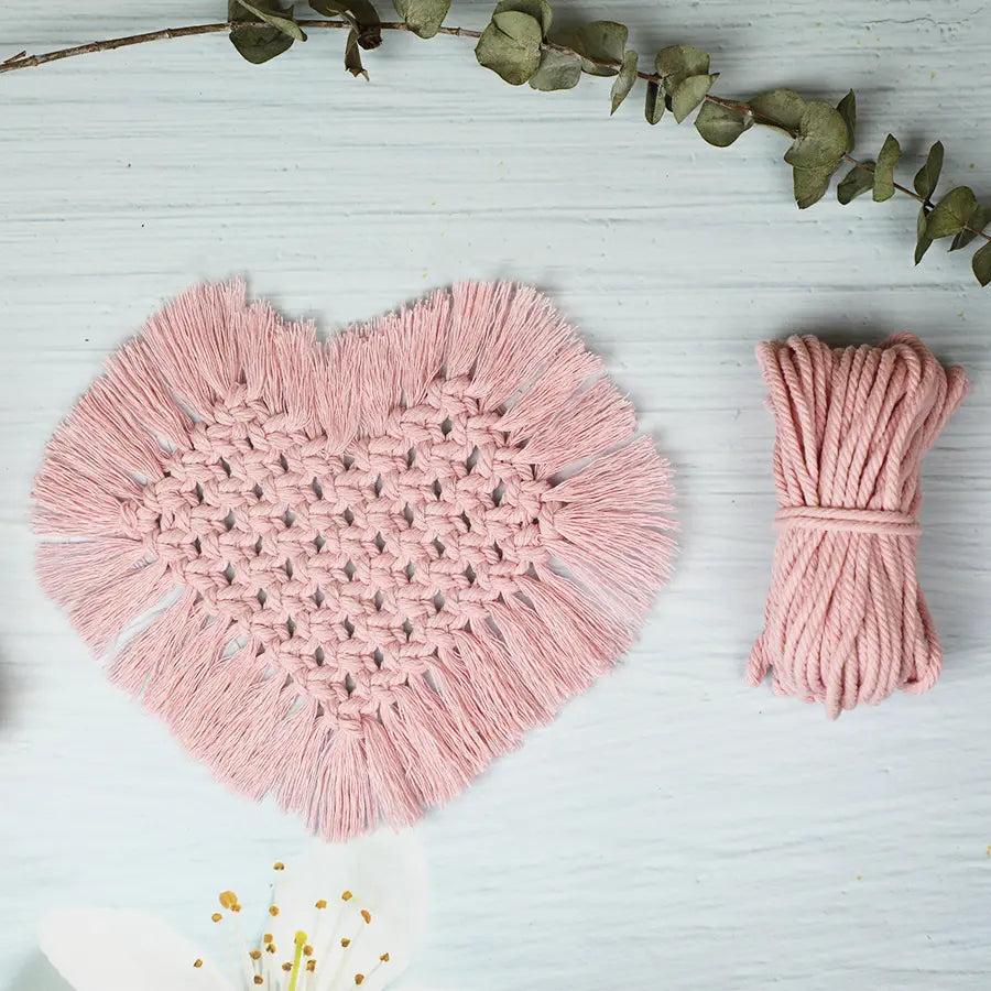 Macrame Kit for Beginners, Boho Heart Coaster DIY Kit, Table Home Decor Gift