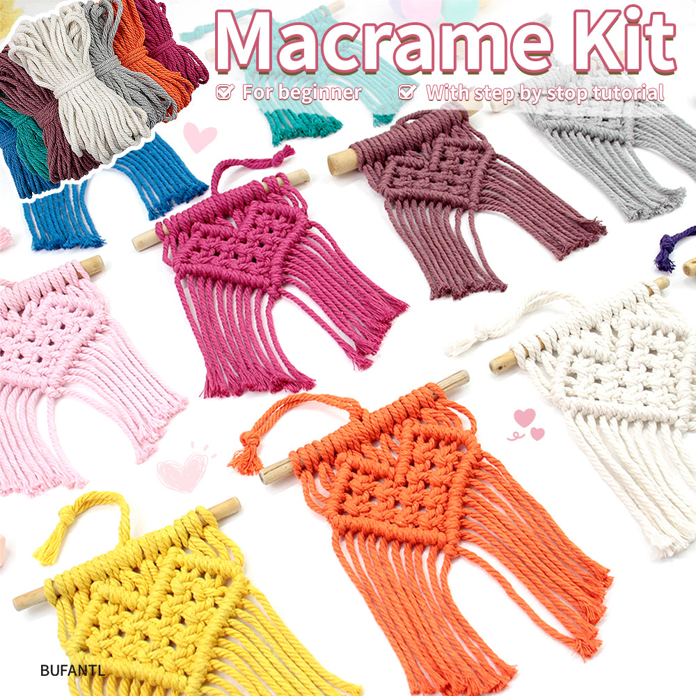 Macrame Kit Mini Love Tapestry Weaving Kit | Driftwood+Fringes | Car Mirror/Home Decor | Beginner-Friendly