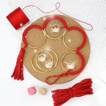 1Set DIY Semicircle Crystal Sun Catcher Macrame Kit | Polyester Fiber Home & Courtyard Decor Creative Gift for Friends