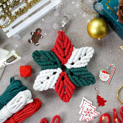 Christmas 4-Strand Braid Keychain Kit Macrame Kit | Phone Charm/Wristband | English Tutorial | Beginner-Friendly | Handmade Gift