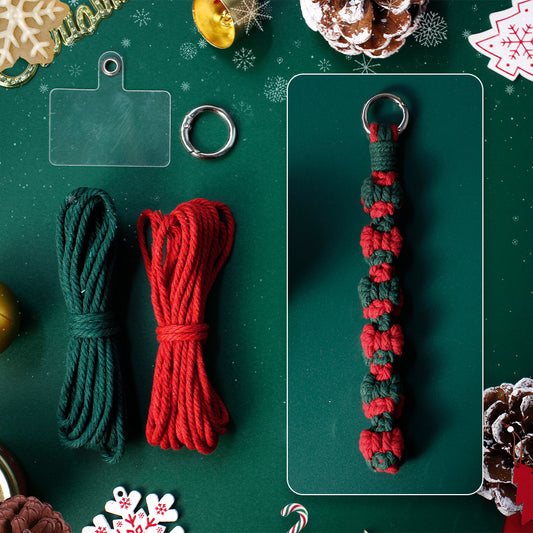 Macrame Kit Christmas Bow Wristband Weaving Kit | Phone Charm/Anti-Lost String | Christmas Pendant | Beginner Weaving