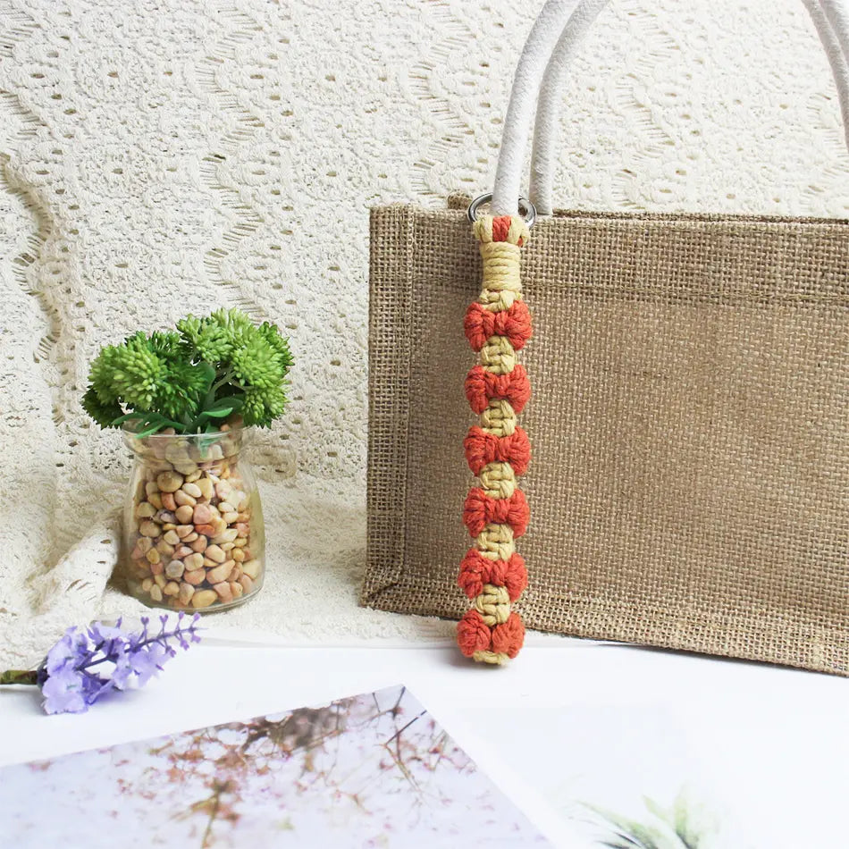 Macrame Kit for Beginners | DIY Bow‑Element Macrame Keychain Wristband Craft Kit