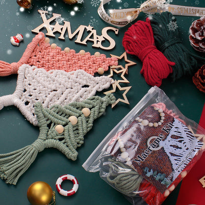 Macrame Kit Christmas Tree Combo Weaving Kit | 3 Tutorials | Xmas Ornament/Car Charm | Beginner Weaving | Handmade Gift