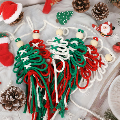 Macrame Kit Christmas Tassel Tree Banner DIY Set - Beginner-Friendly, Layered Coil Design, Home Living Room/Christmas Tree Decoration, Holiday Handmade Gift, Christmas Banner Decoration