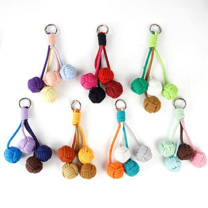 Macrame Kit for Beginners, Bell Ball Keychain DIY Weaving Kit, Core Spun Polyester Rope Handmade Pendant, Durable Ornament for Bag Car Hanging, Interactive Toy for Cats