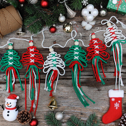 Macrame Kit Christmas Tassel Tree Banner DIY Set - Beginner-Friendly, Layered Coil Design, Home Living Room/Christmas Tree Decoration, Holiday Handmade Gift, Christmas Banner Decoration