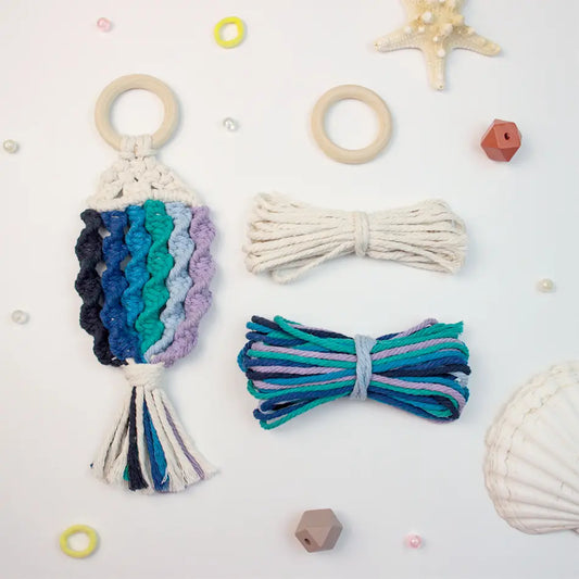Macrame Kit for Beginners, Boho Fish‑Shaped Tapestry DIY Kit, Vintage Wall Hanging Decor