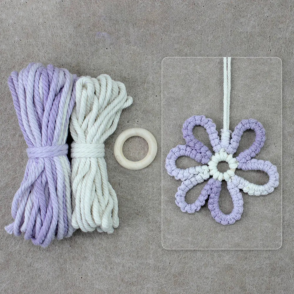 Macrame Kit for Beginners | DIY Six-Petal Flower Woven Ornament Kit