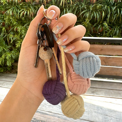 Macrame Kit for Beginners, Bell Ball Keychain DIY Weaving Kit, Core Spun Polyester Rope Handmade Pendant, Durable Ornament for Bag Car Hanging, Interactive Toy for Cats