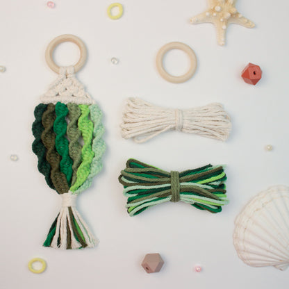 Macrame Kit Nautical Fish Charm Weaving Kit | 6-Color Gradient/Contrast | Bedroom/Living Room Decor | Beginner-Friendly