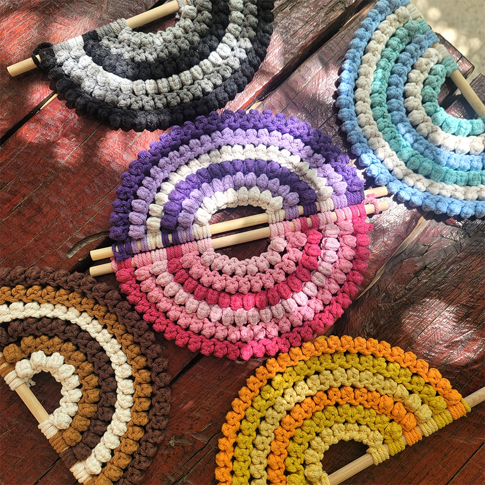 Macrame Kit Semicircle Tapestry Weaving Kit |  Design | Gradient/Contrast Option | Bedroom/Living Room Decor | Beginner-Friendly