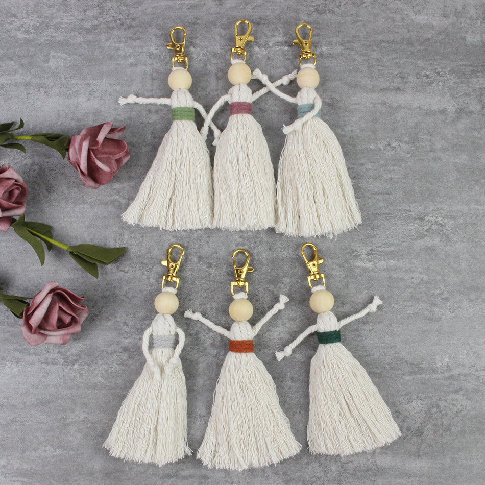 Girl Weaving Keychain Craft Kit Macrame Kit | Fringe Skirt | DIY Valentine's Gift, Beginner-DIY