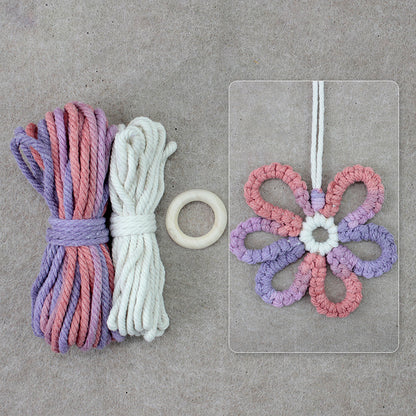 Six-Petal Flower Macrame DIY Kit - Polyester-Cotton Weaving Supplies with English Tutorial | Handmade Craft Set