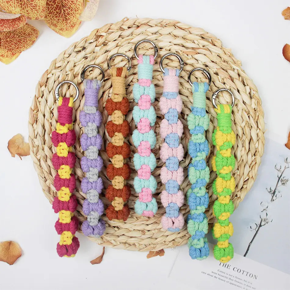 Macrame Kit for Beginners | DIY Bow‑Element Macrame Keychain Wristband Craft Kit