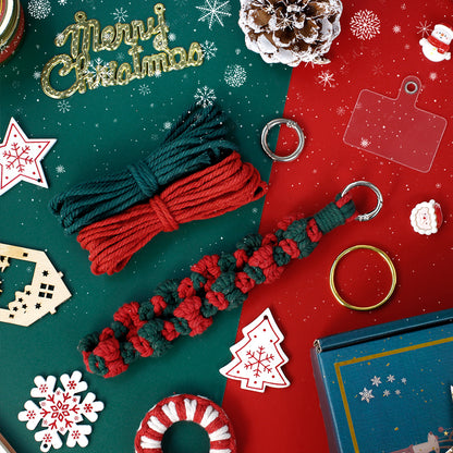 Macrame Kit Christmas Bow Wristband Weaving Kit | Phone Charm/Anti-Lost String | Christmas Pendant | Beginner Weaving
