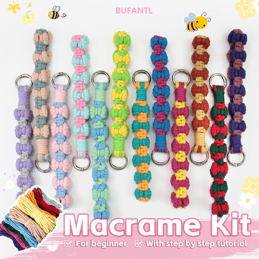 Bow Weaving Keychain Craft Kit Macrame Kit | Tutorial | Style-Adaptable | Keychain/Pendant/Bag Charm, Beginner DIY Set