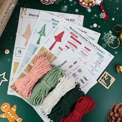 Macrame Kit Christmas Tree Combo Weaving Kit | 3 Tutorials | Xmas Ornament/Car Charm | Beginner Weaving | Handmade Gift