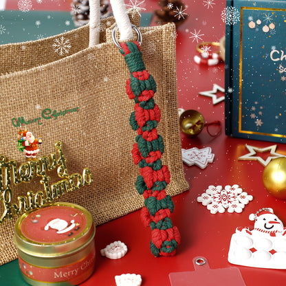 Macrame Kit Christmas Bow Wristband Weaving Kit | Phone Charm/Anti-Lost String | Christmas Pendant | Beginner Weaving