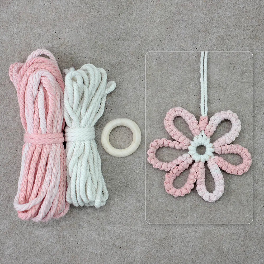Macrame Kit for Beginners | DIY Six-Petal Flower Woven Ornament Kit